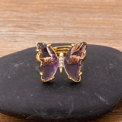 Purple butterfly ring
