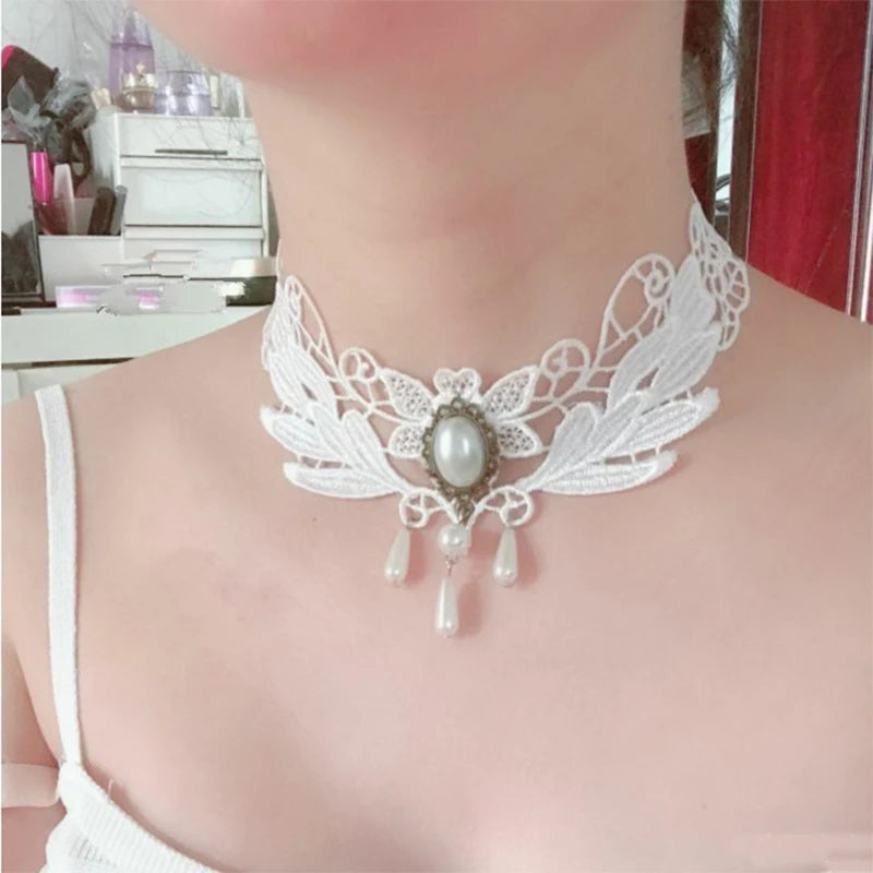 Black dahlia flower necklace