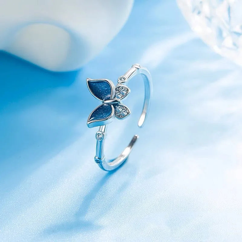 Blue butterfly ring