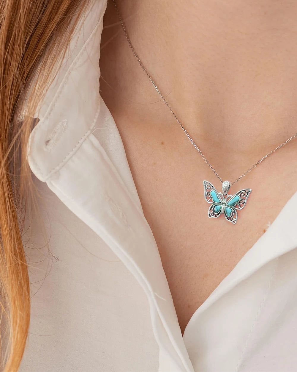 Turquoise butterfly necklace