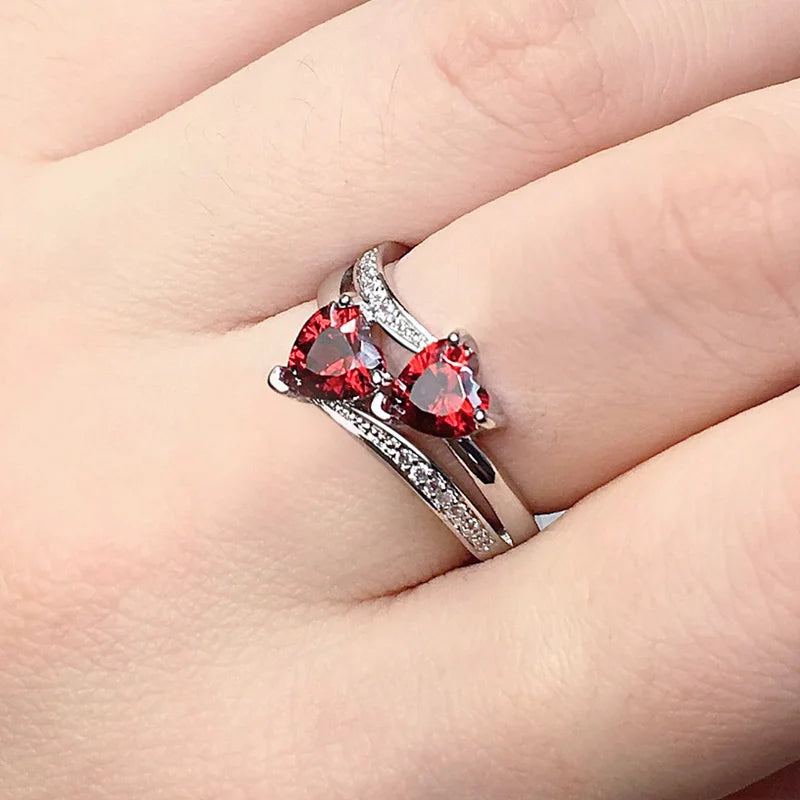 Double heart ring