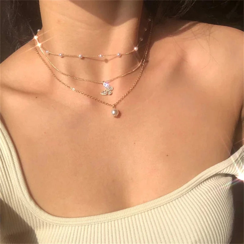 Opal butterfly necklace