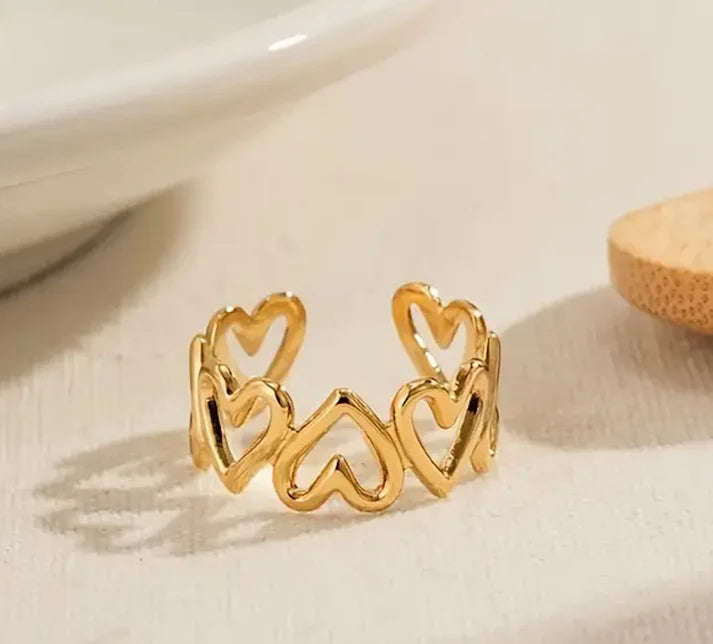 Gold ring hearts