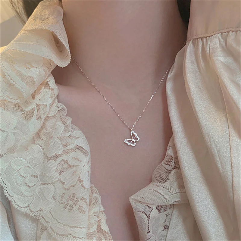 Opal butterfly necklace