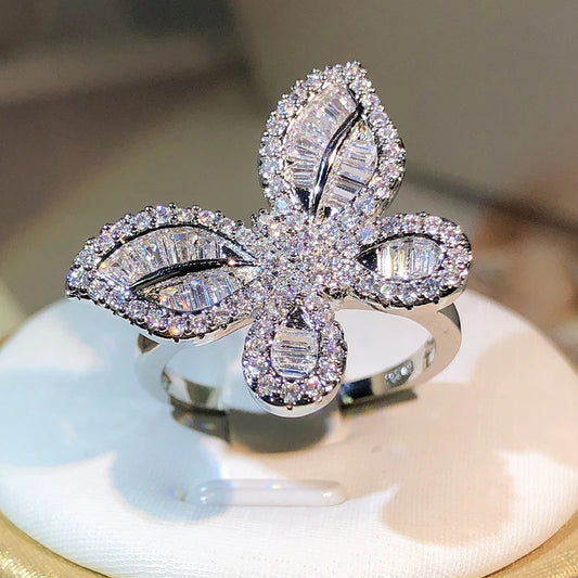 Butterfly rings with diamonds