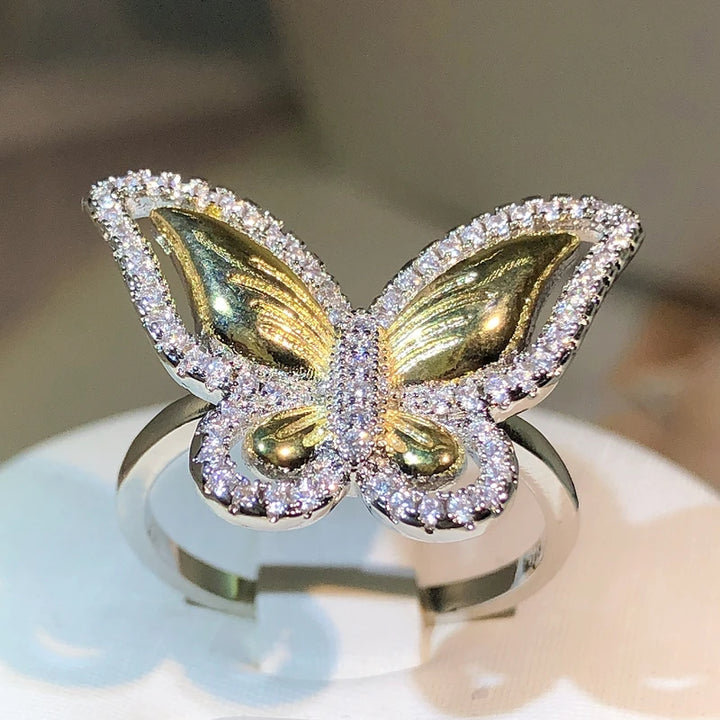 White gold butterfly ring