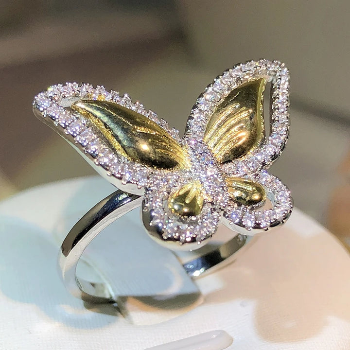 White gold butterfly ring