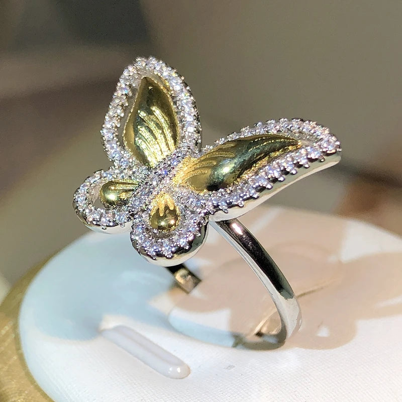 White gold butterfly ring