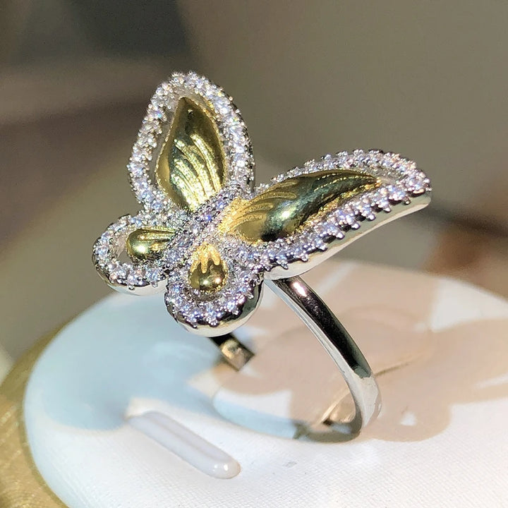 White gold butterfly ring