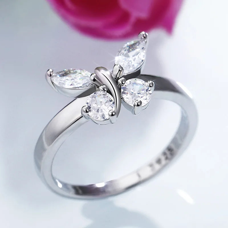 Butterfly engagement ring