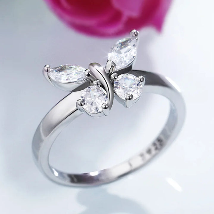 Butterfly engagement ring