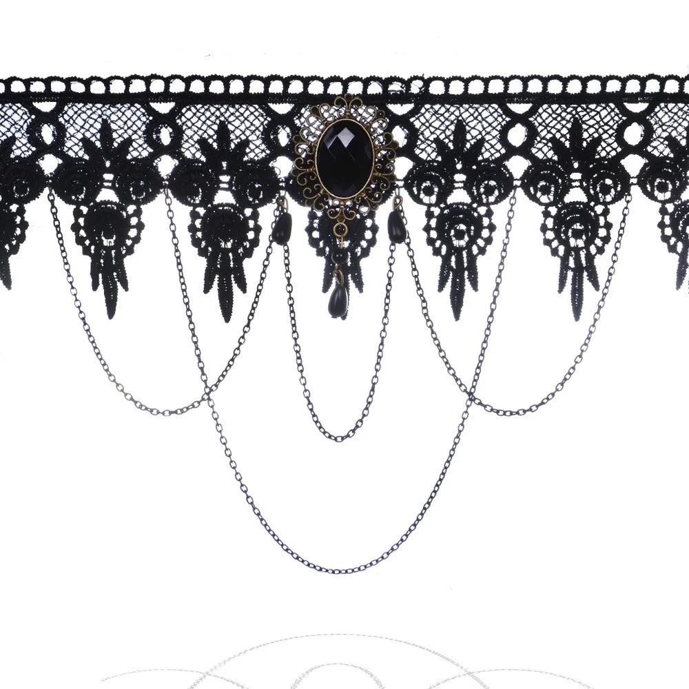Black dahlia flower necklace