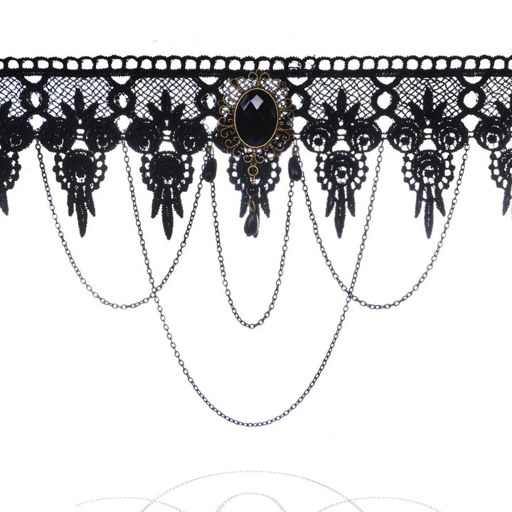 Black dahlia flower necklace