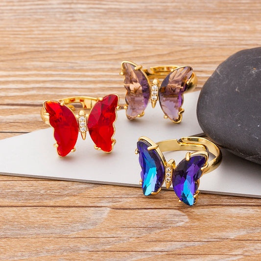 Purple butterfly ring