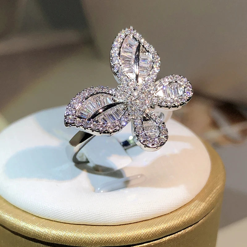 Butterfly rings with diamonds