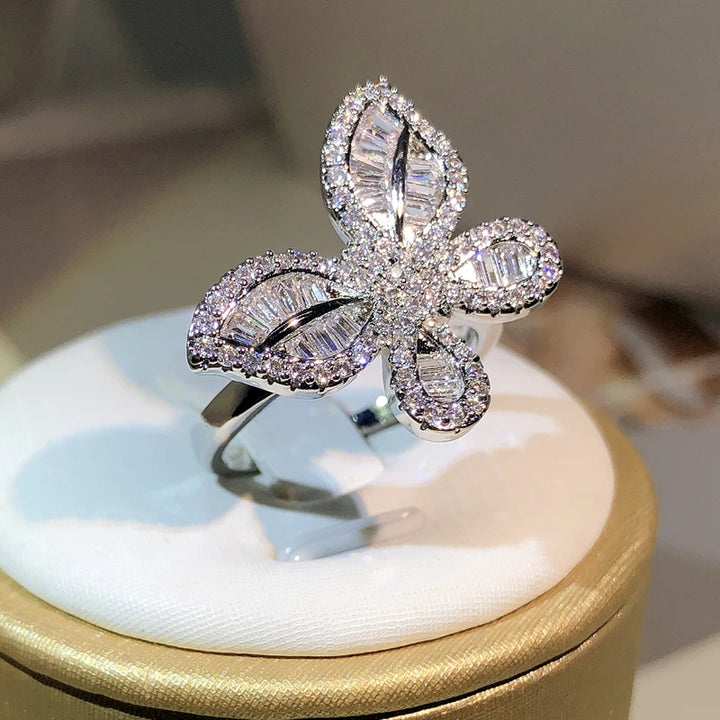 Butterfly rings with diamonds