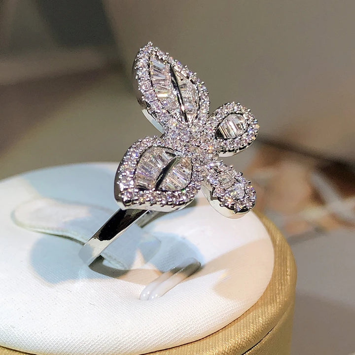 Butterfly rings with diamonds