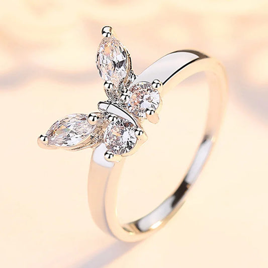 Butterfly engagement ring