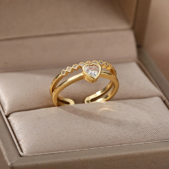 Heart shaped diamond ring