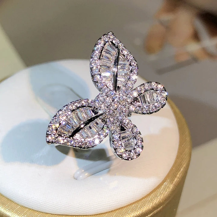 Butterfly rings with diamonds