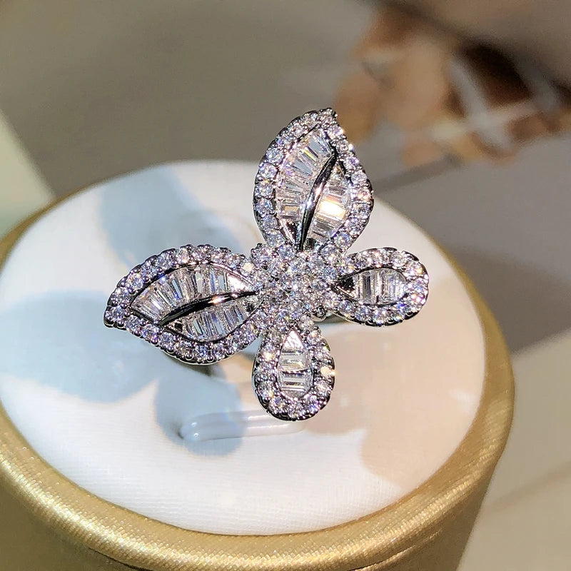 Butterfly rings with diamonds