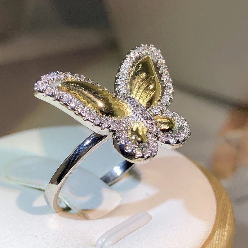 White gold butterfly ring