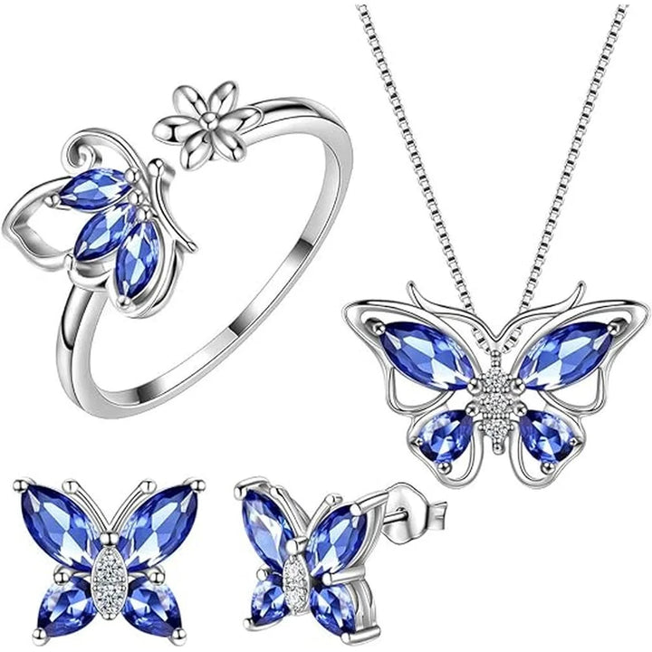 Butterfly Gemstone ring, necklace and earrings