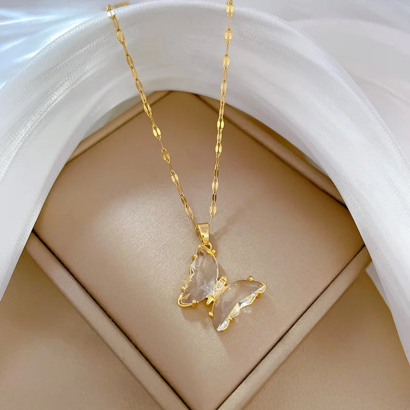 White butterfly necklace