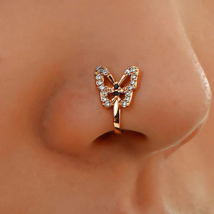 Butterfly nose rings gold