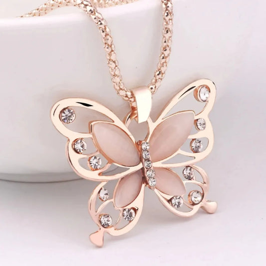 Butterfly rose gold necklace