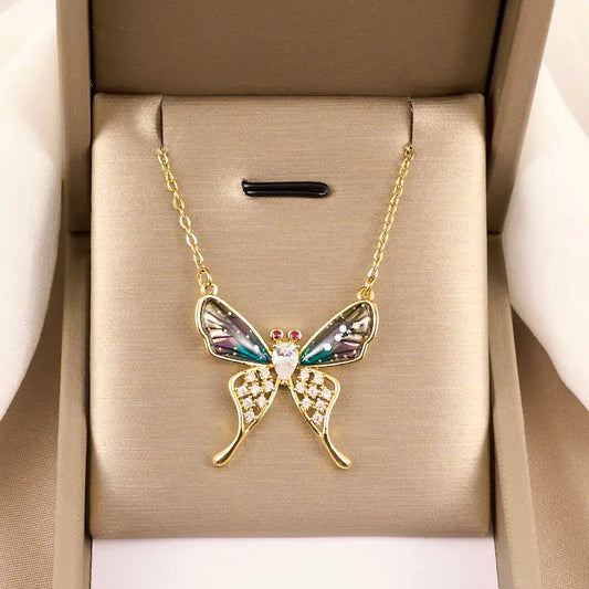 Gold butterfly necklace