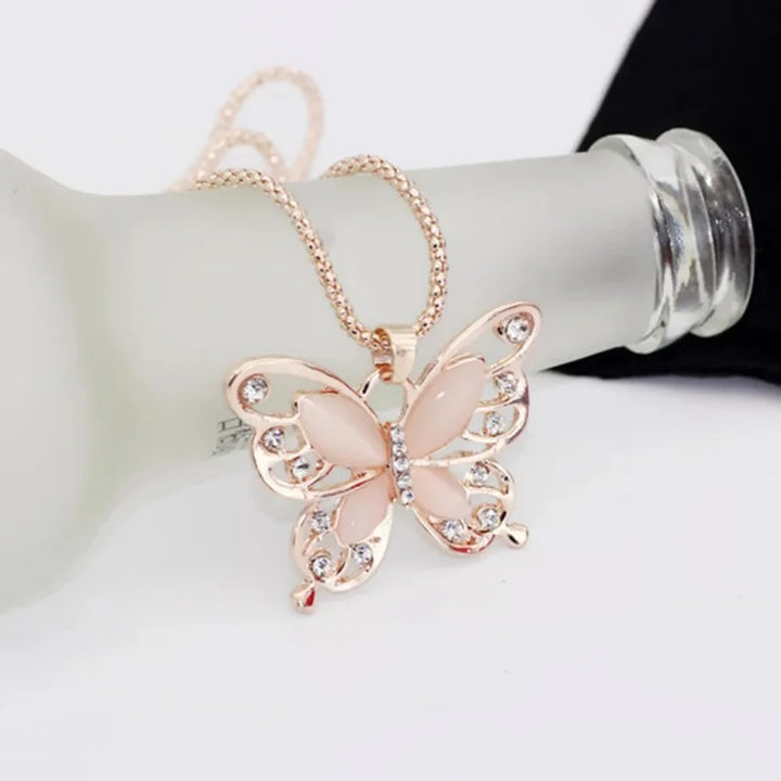 Butterfly rose gold necklace