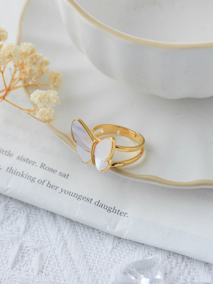 Mother of pearl butterfly ring