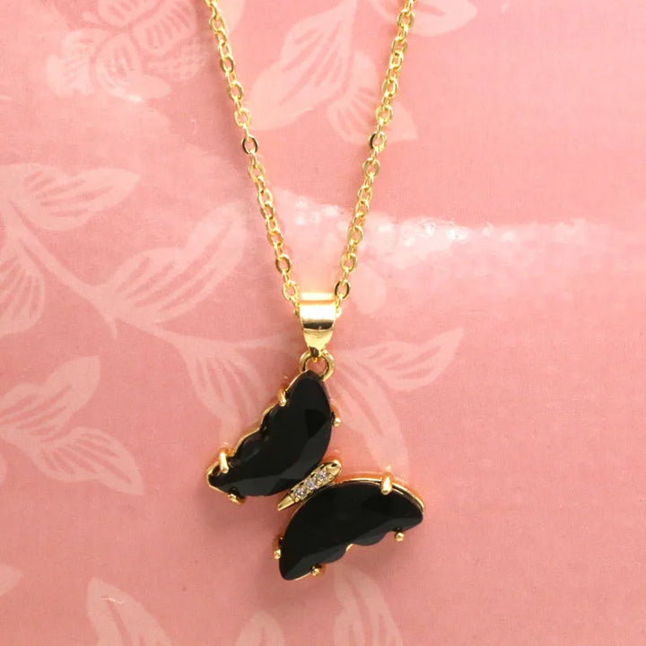 White butterfly necklace