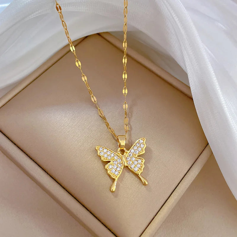 Diamond butterfly necklace