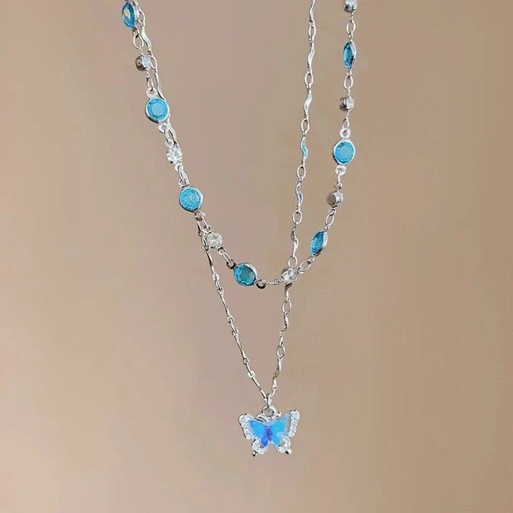 Blue butterfly necklace
