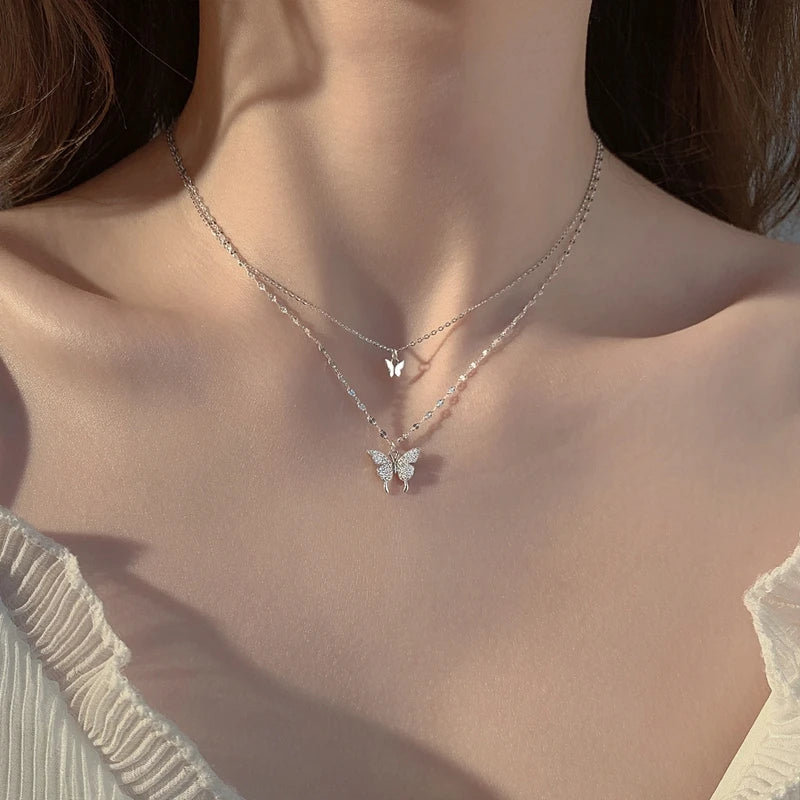 Butterfly necklace silver
