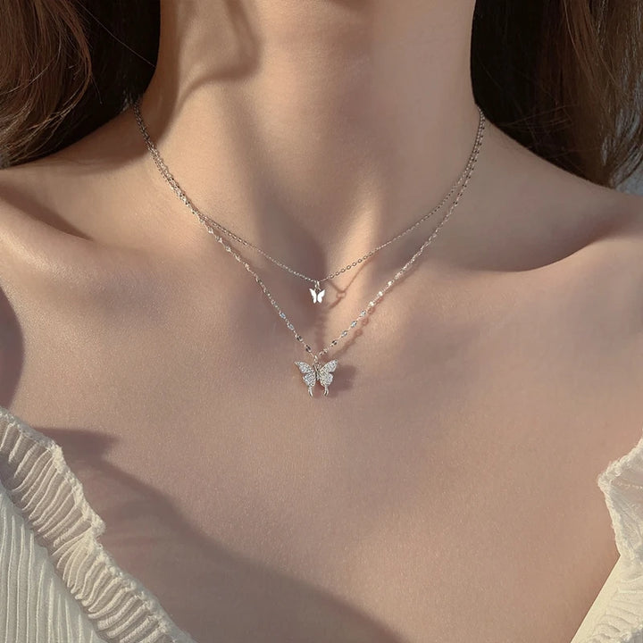 Butterfly necklace silver