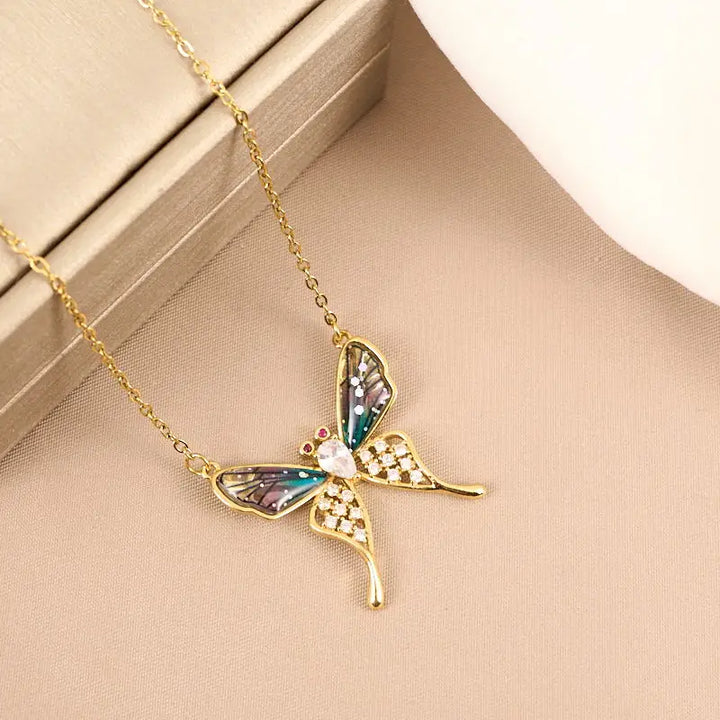 Gold butterfly necklace