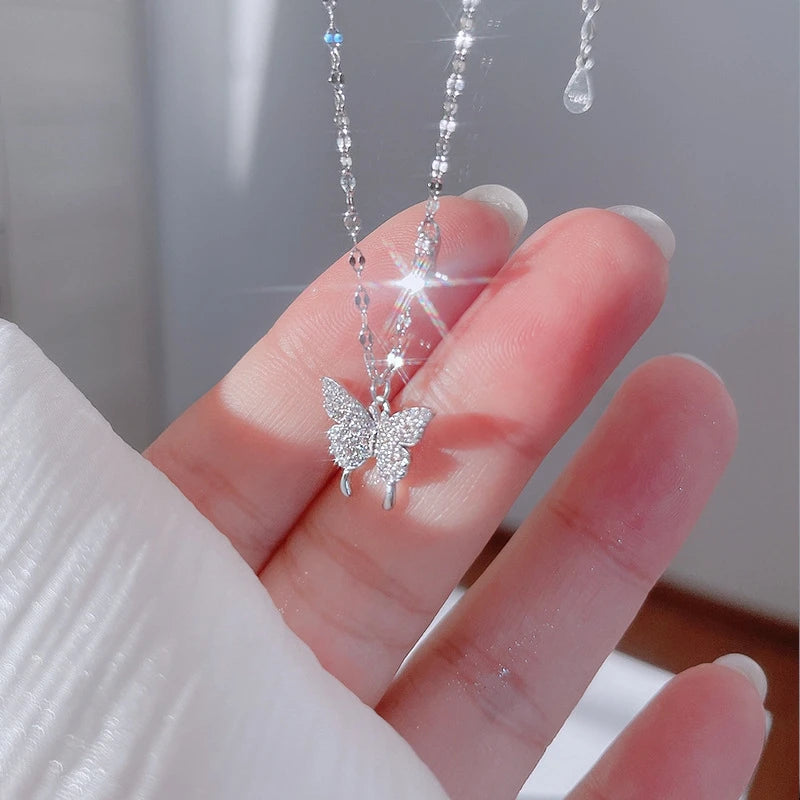 Butterfly necklace silver