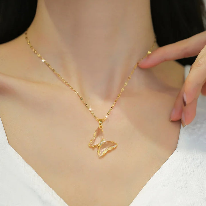 White butterfly necklace