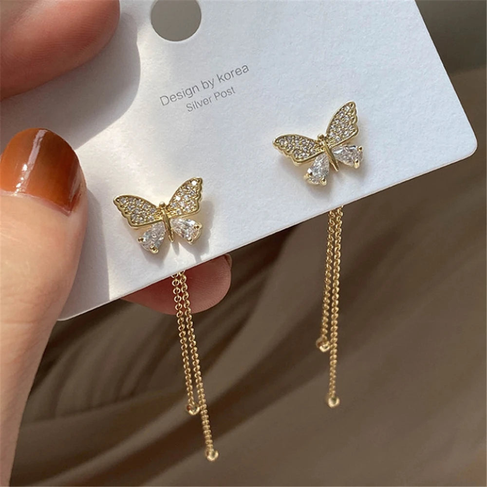 Gold butterfly earrings