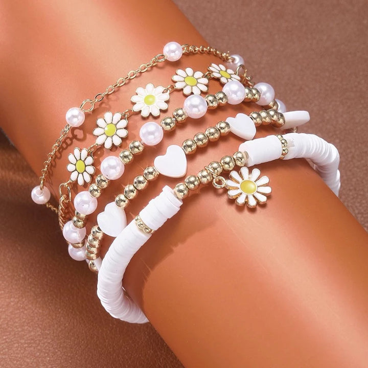 Beaded flower bracelet