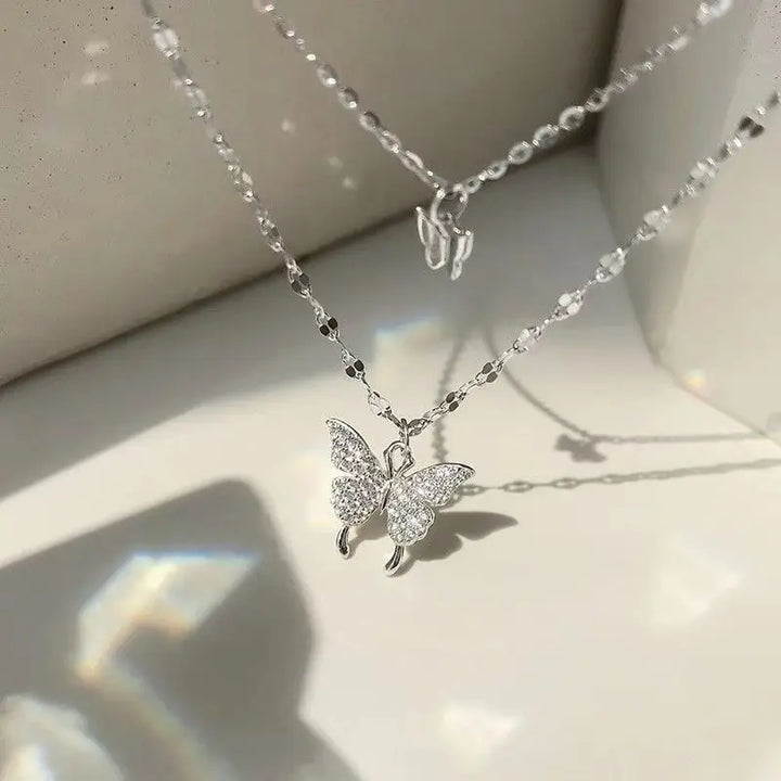 Butterfly necklace silver