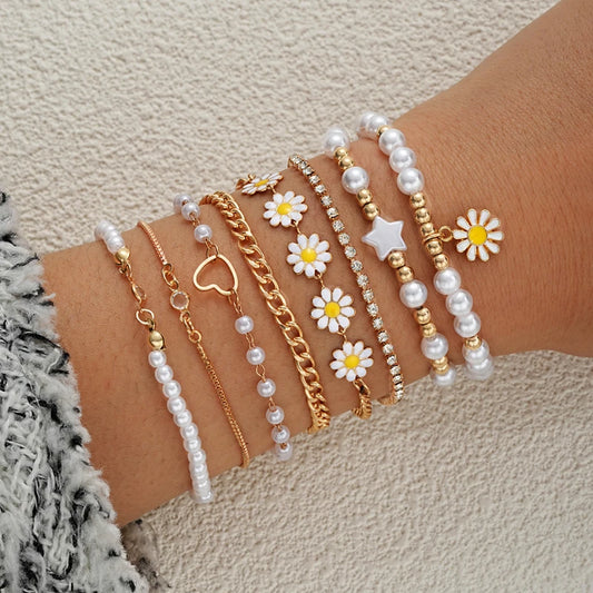 Beaded flower bracelet