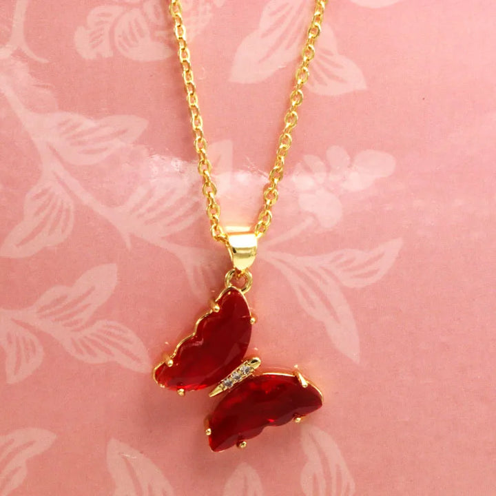White butterfly necklace