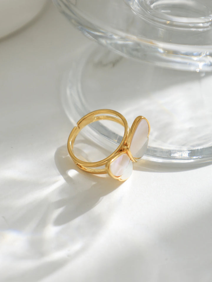 Mother of pearl butterfly ring