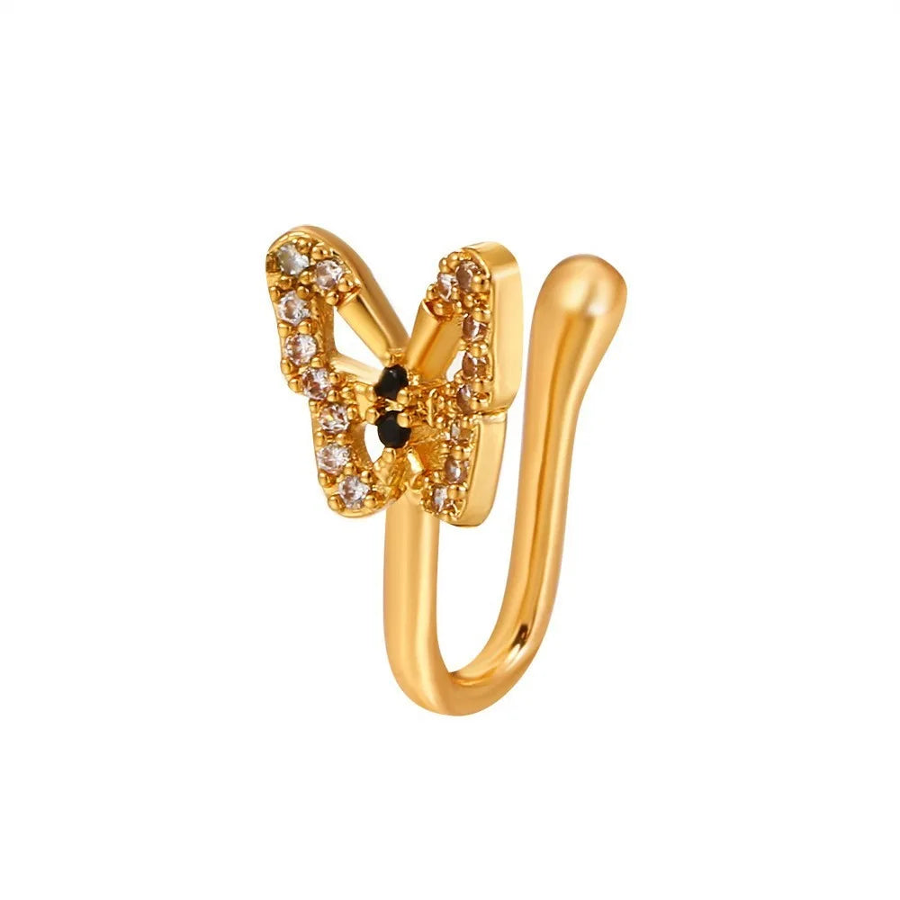 Butterfly nose rings gold