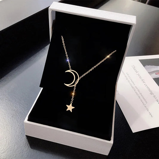 Moon and star necklace
