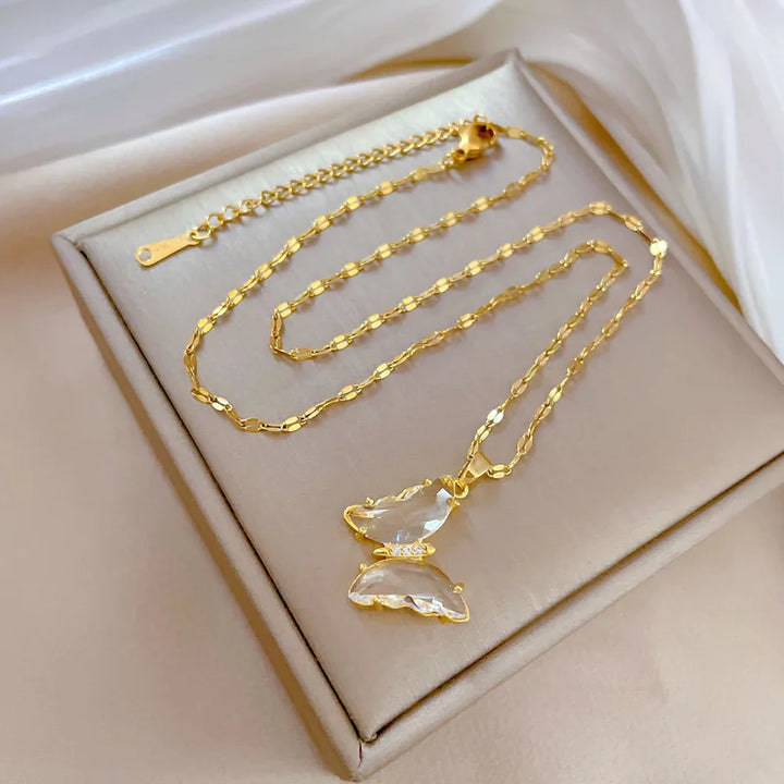 White butterfly necklace